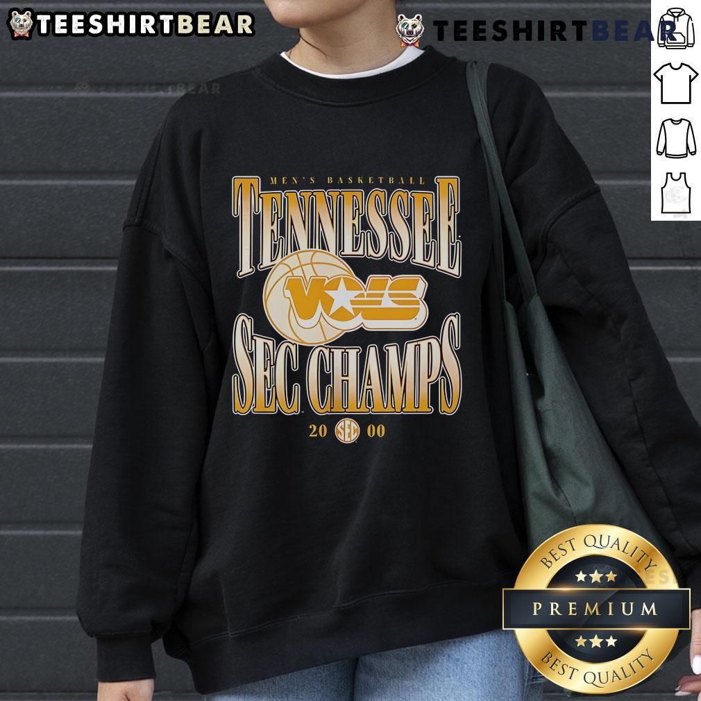 Alt Text: Vintage 2000 Tennessee Volunteers men's basketball SEC champs sweatshirt featuring team colors and logo.