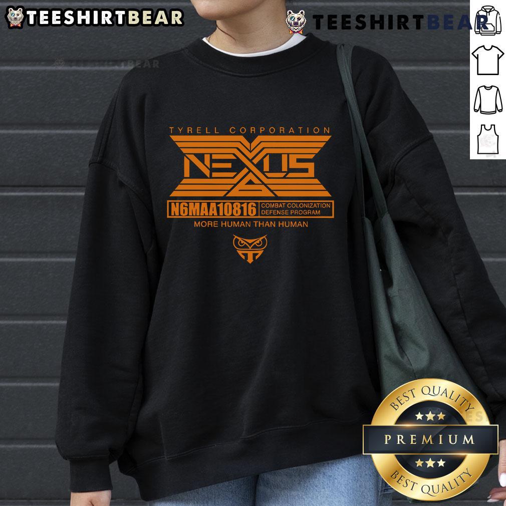 Official Tyrell Corporation Nexus More Human Than Human sweatshirt featuring iconic logo and stylish design.