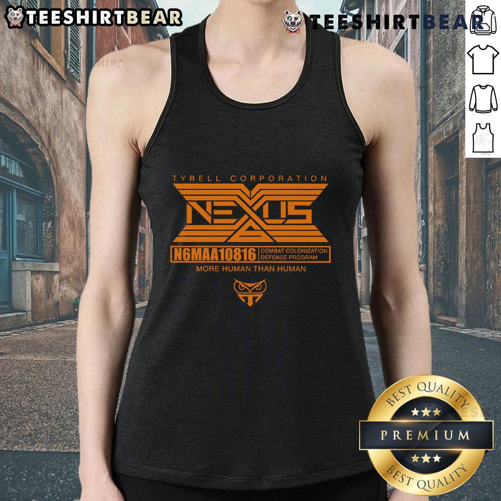 Official Tyrell Corporation Nexus More Human Than Human tank top featuring iconic logo and stylish design for fans.