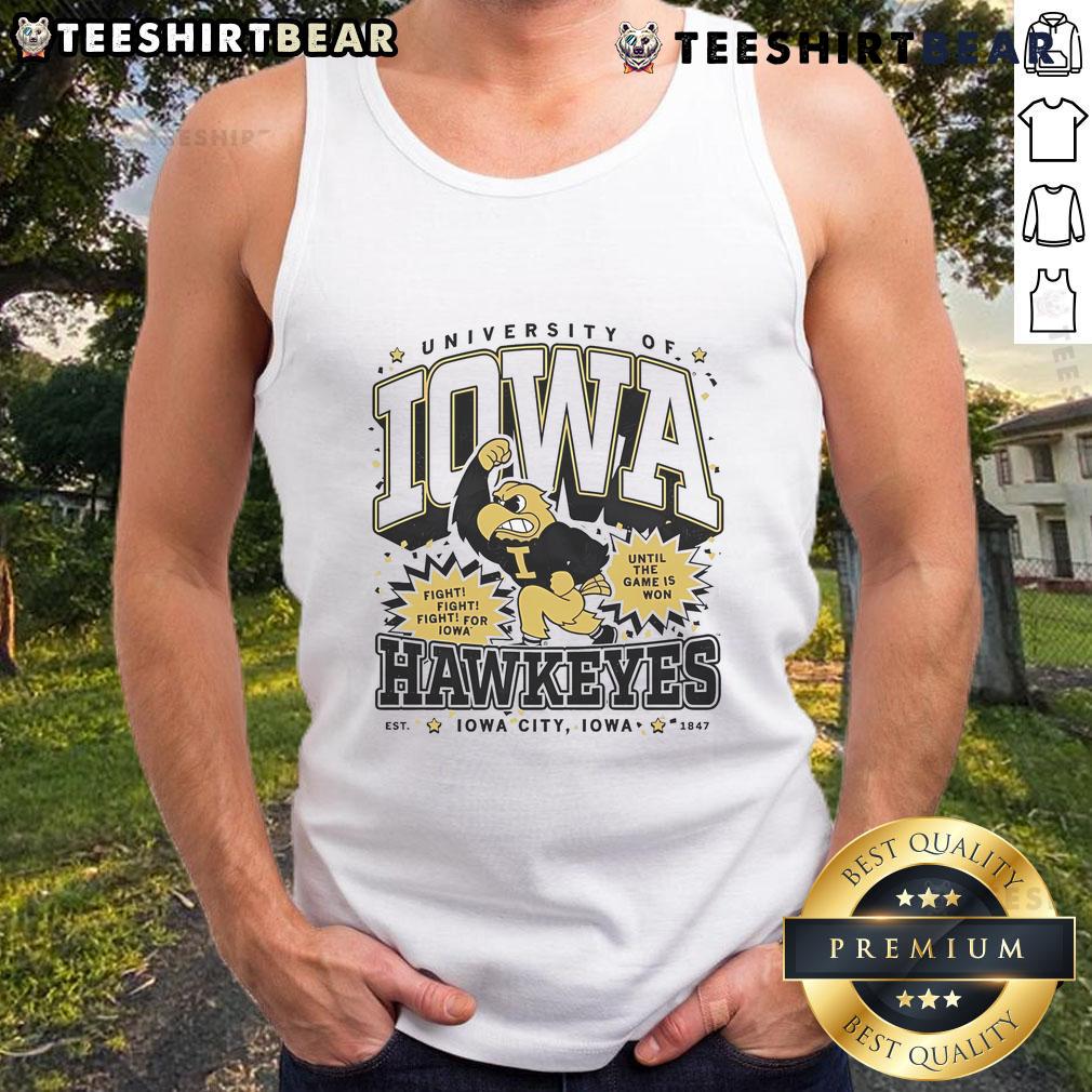 Official University of Iowa Fight Fight Fight Iowa Hawkeyes tank top featuring bold team graphics and colors.