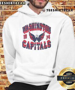 Official Washington Capitals Rink Arched Wordmark Hoodie in red and blue, featuring the team's logo and stylish design.