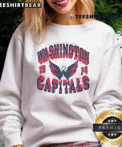 Official Washington Capitals Rink Arched Wordmark Sweatshirt featuring team colors and logo, perfect for fans.
