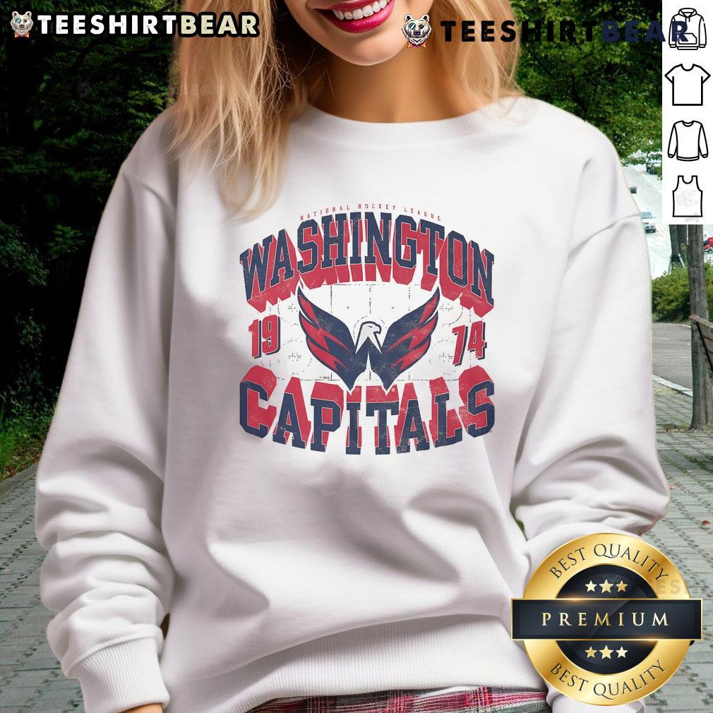 Official Washington Capitals Rink Arched Wordmark Sweatshirt featuring team colors and logo, perfect for fans.