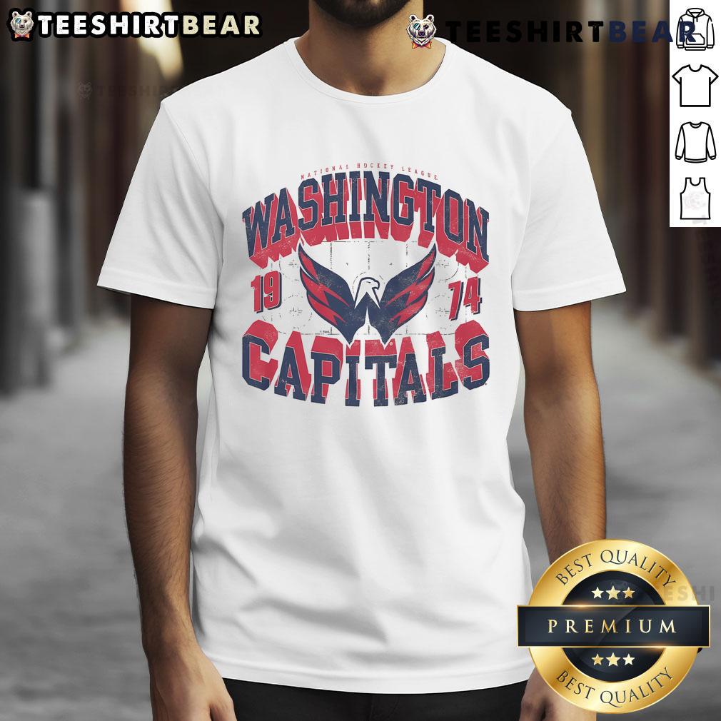 Official Washington Capitals Rink Arched Wordmark T-Shirt featuring team colors and logo, perfect for fan apparel.