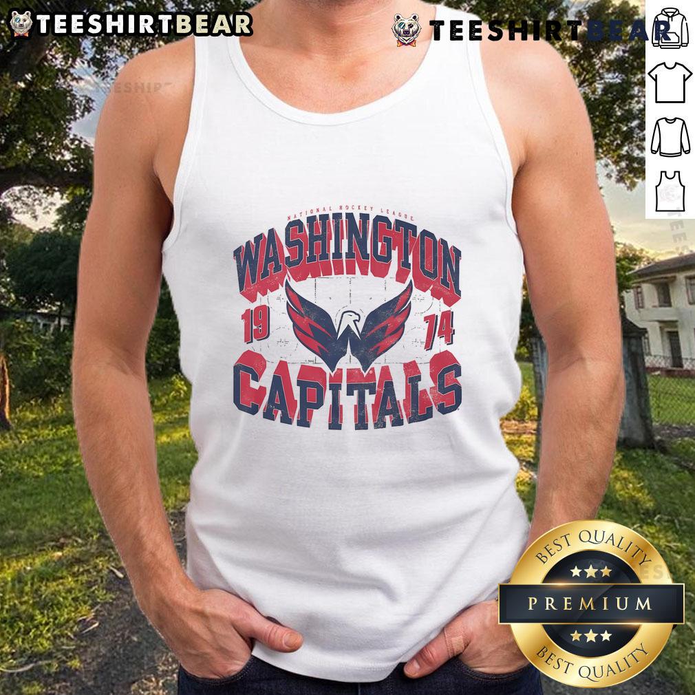 Official Washington Capitals Rink Arched Wordmark Tank Top featuring team logo and vibrant colors for fans.