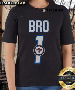 Official Winnipeg Jets Number 1 Bro Ladies Tee featuring team colors and logo, perfect for female fans.