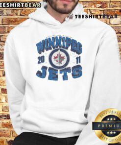 Alt Text: Official Winnipeg Jets Rink Arched Wordmark Hoodie featuring team colors and logo, perfect for fans and cold weather.