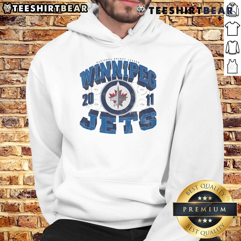 Alt Text: Official Winnipeg Jets Rink Arched Wordmark Hoodie featuring team colors and logo, perfect for fans and cold weather.