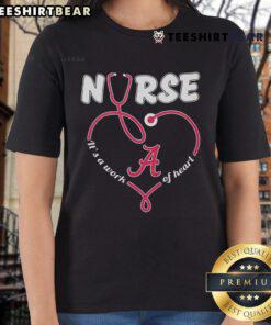 Original Alabama Crimson Tide Nurse 'It's A Work Of Heart' ladies tee featuring vibrant team colors and a stylish design.