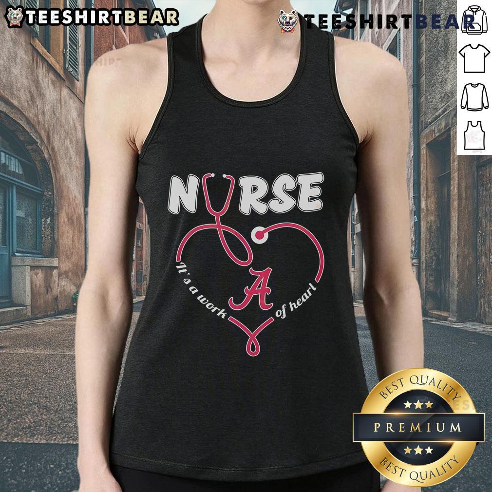 Original Alabama Crimson Tide Nurse 'It's A Work Of Heart' Tank Top featuring vibrant team colors and heartwarming design.