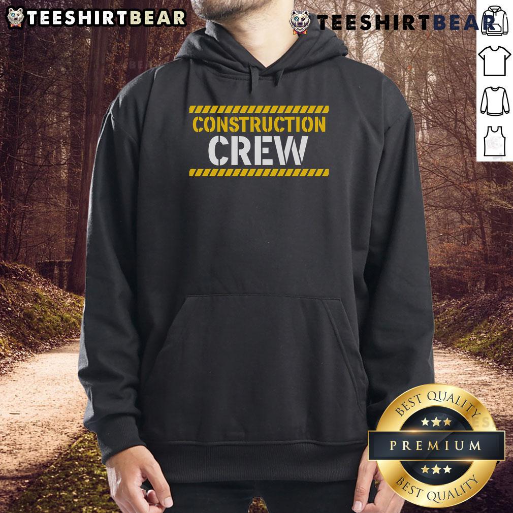 Original Construction Crew Highway Worker Hoodie worn by a worker on-site, showcasing durability and style for professionals.