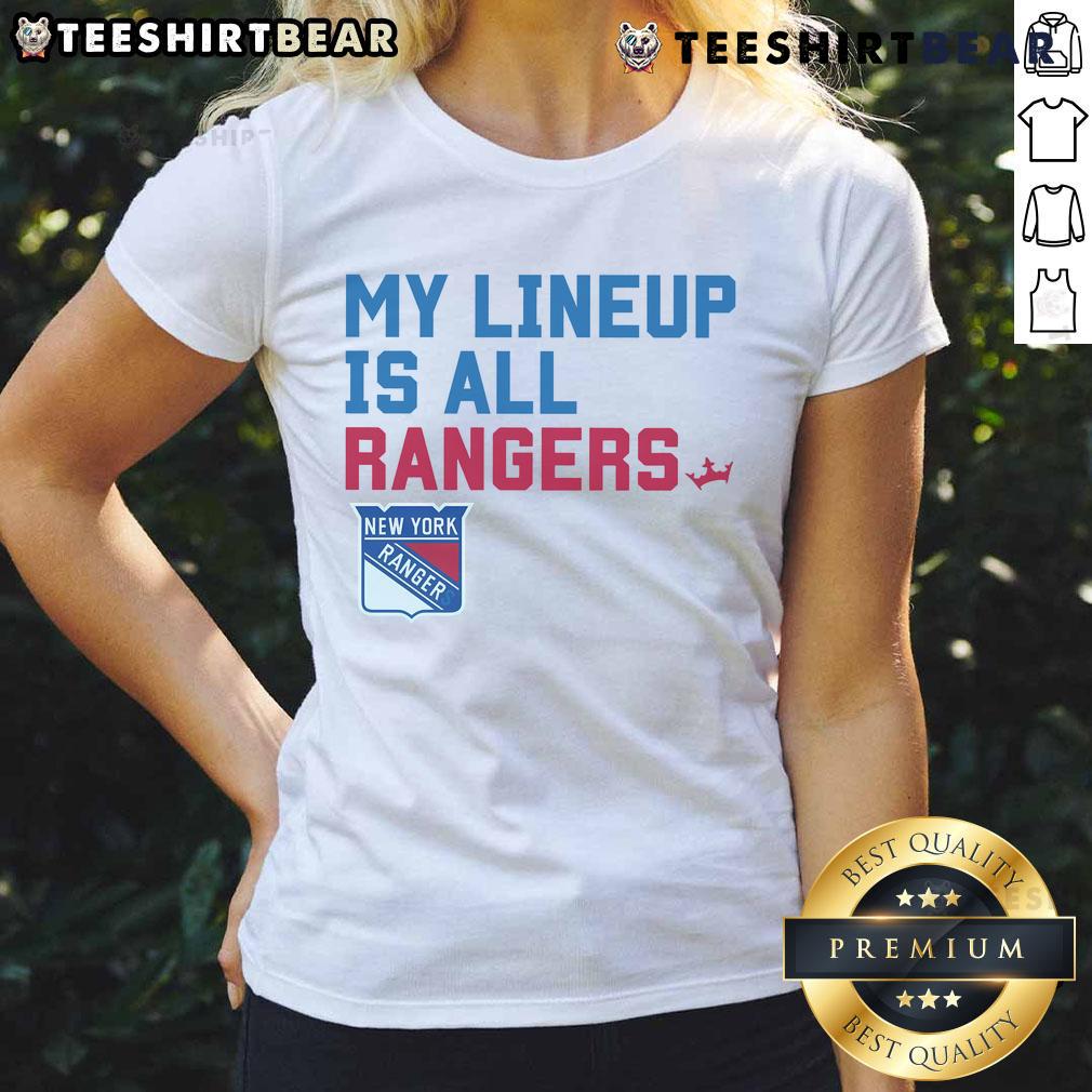 Original New York Rangers My Lineup Ladies Tee featuring team logo and stylish design for female fans.