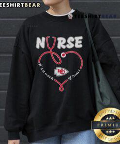Alt Text: Original Nurse 'It's a Work of Heart' Kansas City Chiefs sweatshirt, perfect for fans and healthcare professionals.