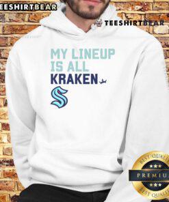 Original Seattle Kraken My Lineup Hoodie featuring team colors and logo, perfect for fans and cozy wear.