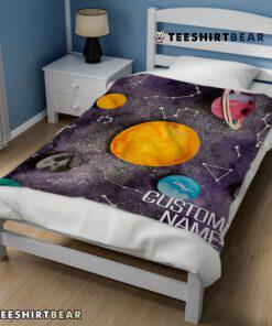 Outer Space Galaxy Watercolor Planets & Stars Blanket Fleece Customized Blanket