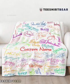 Playful Hand Writing Typography Vibrant Name Blanket Fleece Customized Blanket