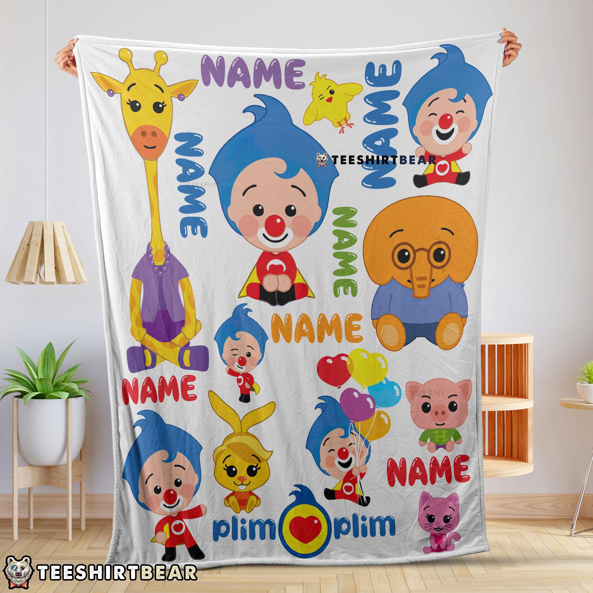 Plim Plim & Friends Collage Cute Blanket Fleece Customized Blanket
