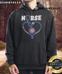 Pretty Chicago Cubs nurse hoodie featuring 'It's A Work Of Heart' design, perfect for baseball fans and healthcare workers.