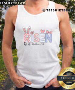 Pretty He Is Risen Jesus Christian Happy Easter tank top featuring vibrant colors and inspirational design for Easter celebrations.