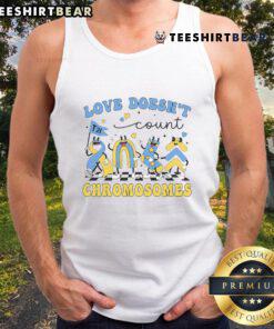 Pretty Love Doesn't Count Chromosomes teacher support tank top in bright colors, promoting inclusivity and acceptance.