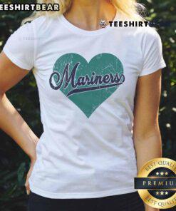 Pretty retro Mariners nickname vintage heart ladies tee showcasing a stylish design for Seattle Mariners fans.