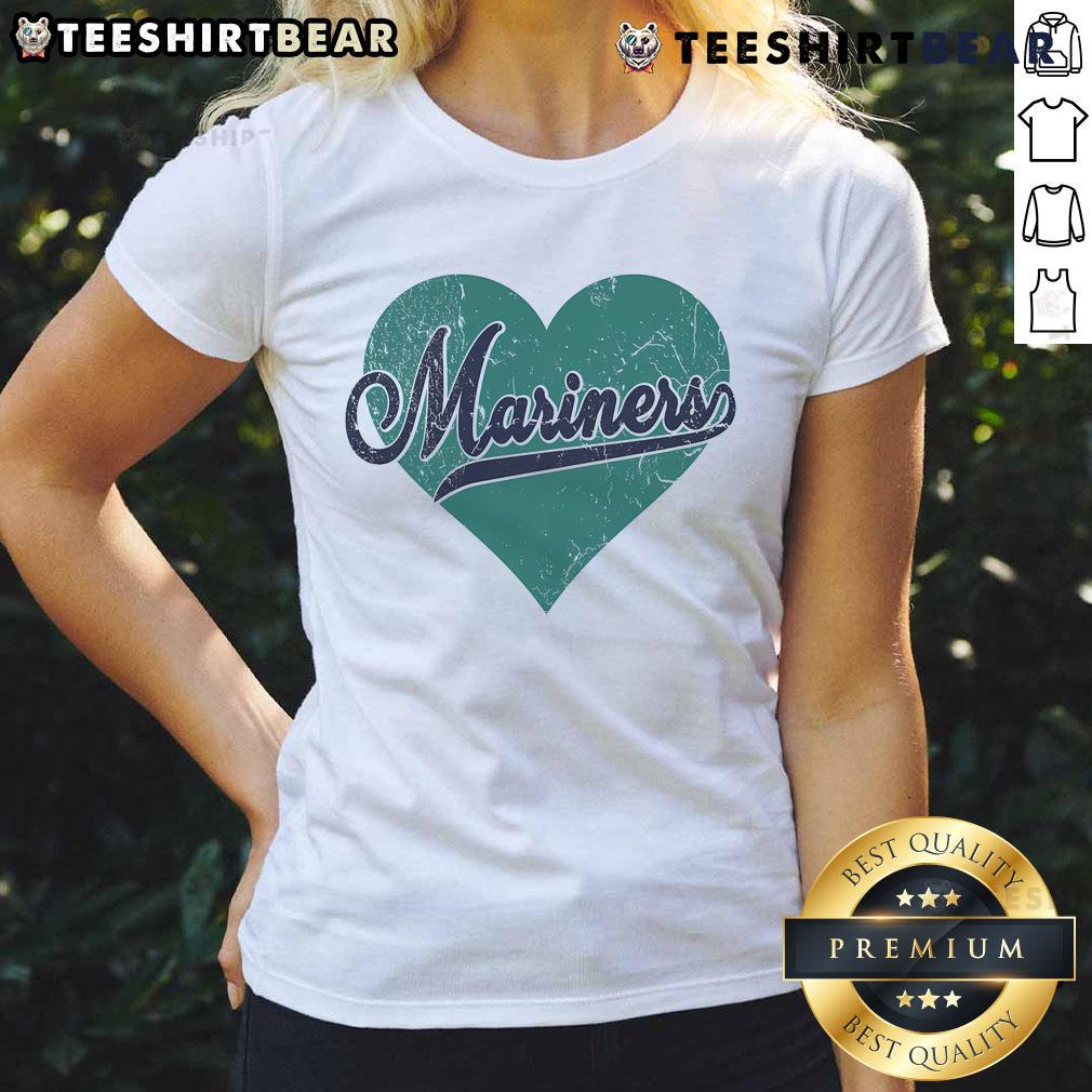 Pretty retro Mariners nickname vintage heart ladies tee showcasing a stylish design for Seattle Mariners fans.