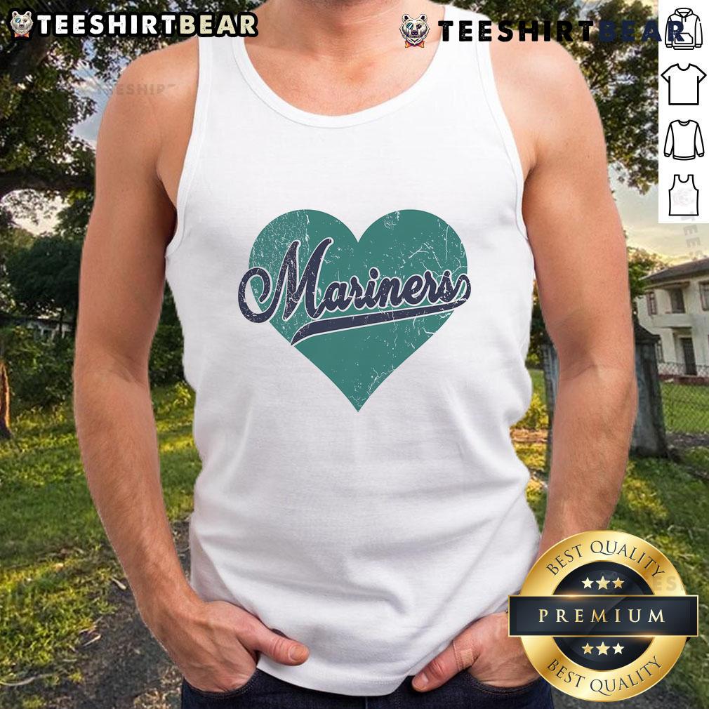 Vintage Mariners heart tank top featuring a pretty retro design, perfect for Seattle Mariners fans and summer wear.