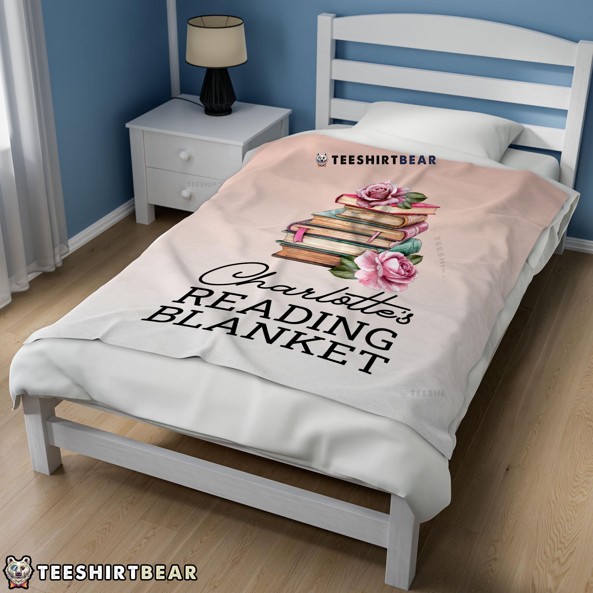 Pretty Vintage Book Reading Blanket Fleece Customized Blanket