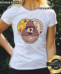 Top 42 Answers to Life Universe Everything Ladies Tee featuring witty quotes and vibrant design for thoughtful fans.