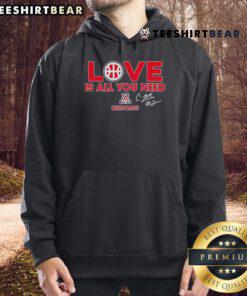 Cozy Top Arizona Wildcats hoodie featuring 'All You Need Is Love, Love Is All You Need' text design in vibrant colors.