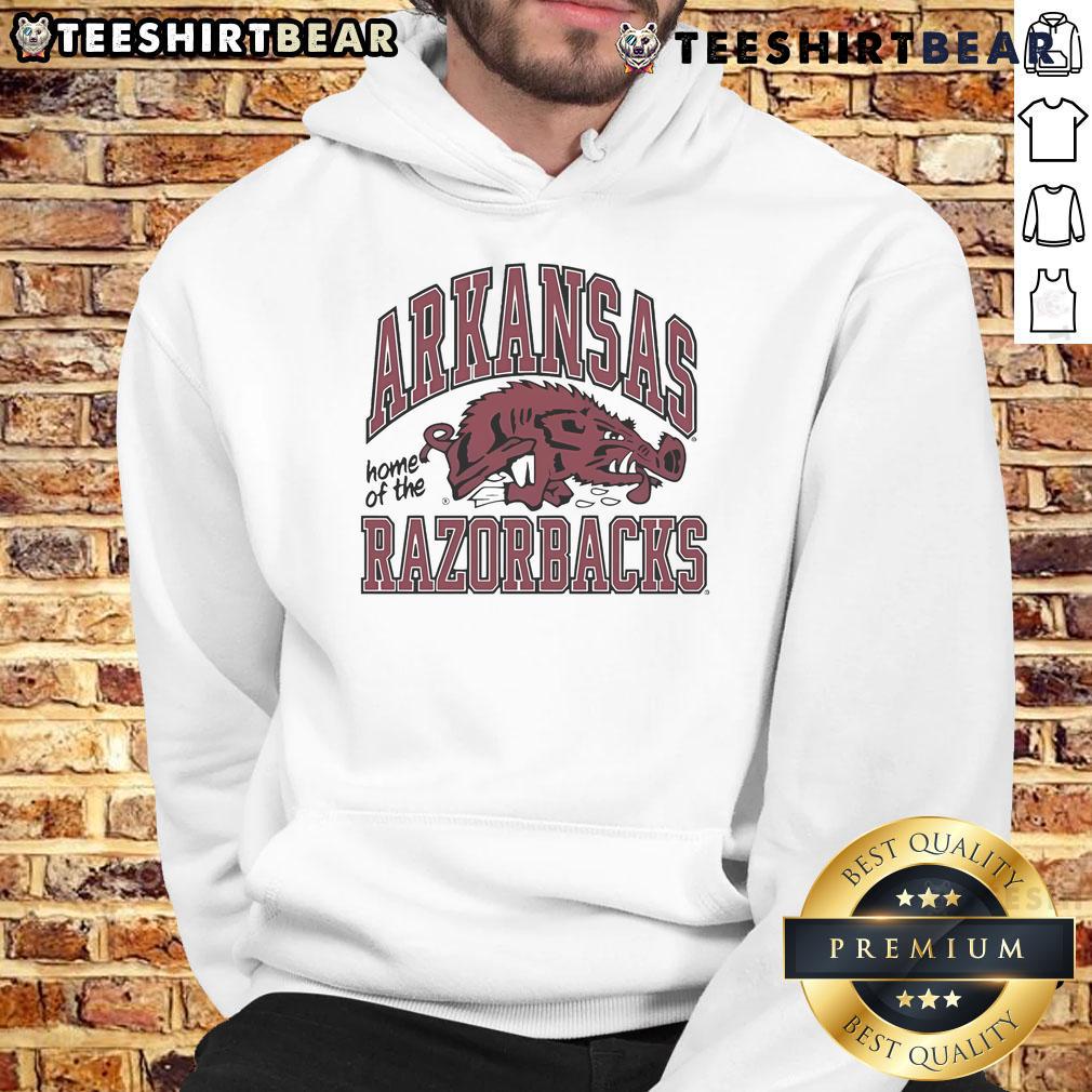 Alt Text: Top Arkansas Home of the Razorbacks Slobbering Hog Hoodie, featuring vibrant team colors and logo for fans.