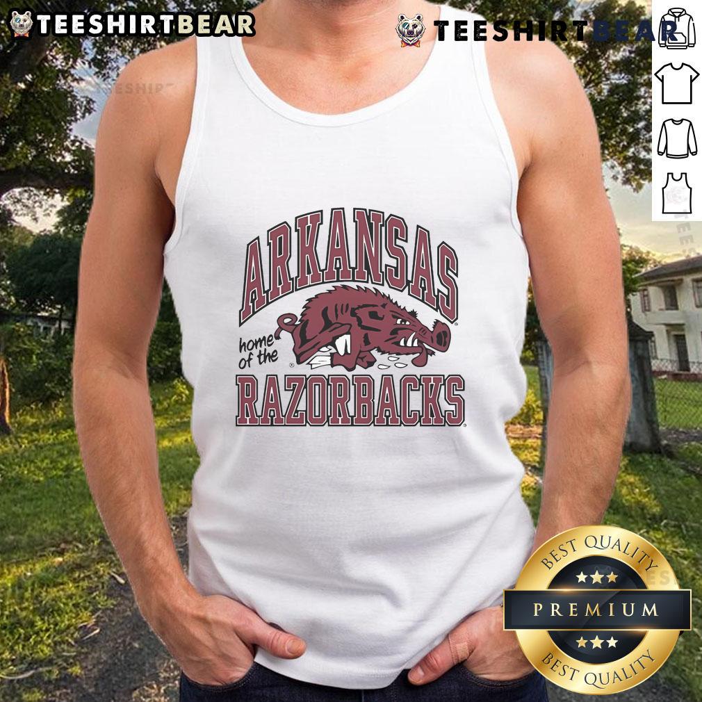 Top Arkansas Home of the Razorbacks Slobbering Hog Tank Top featuring a vibrant design and team spirit for fans.
