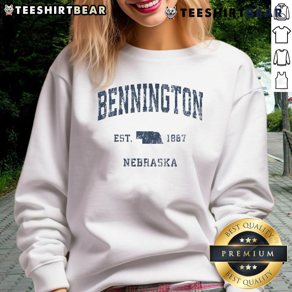 Vintage athletic sports sweatshirt featuring 'Top Bennington Nebraska Est. 1887' design, perfect for sports enthusiasts.