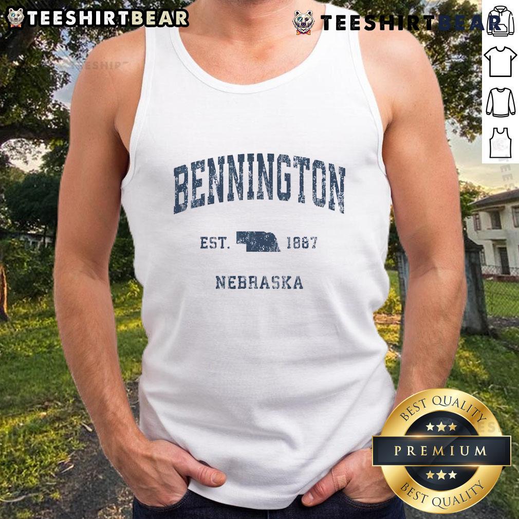 Vintage athletic sports tank top featuring 'Top Bennington Nebraska Est 1887' design, perfect for casual wear.