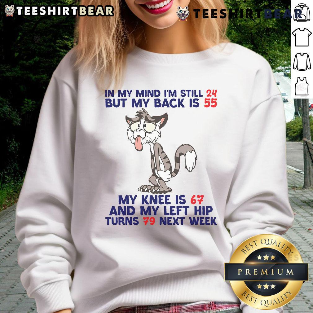 Alt Text: Cozy sweatshirt featuring Top Cat in My Mind design, perfect for humorously expressing age-related aches.