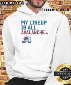 Top Colorado Avalanche My Lineup Hoodie featuring team colors and logo, perfect for fans and outdoor adventures.