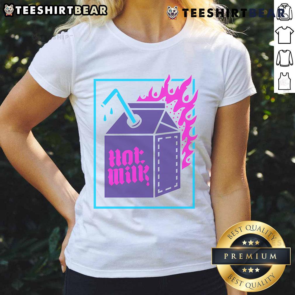 Top colorful hot milk box ladies tee featuring vibrant design and comfortable fit, perfect for casual wear.