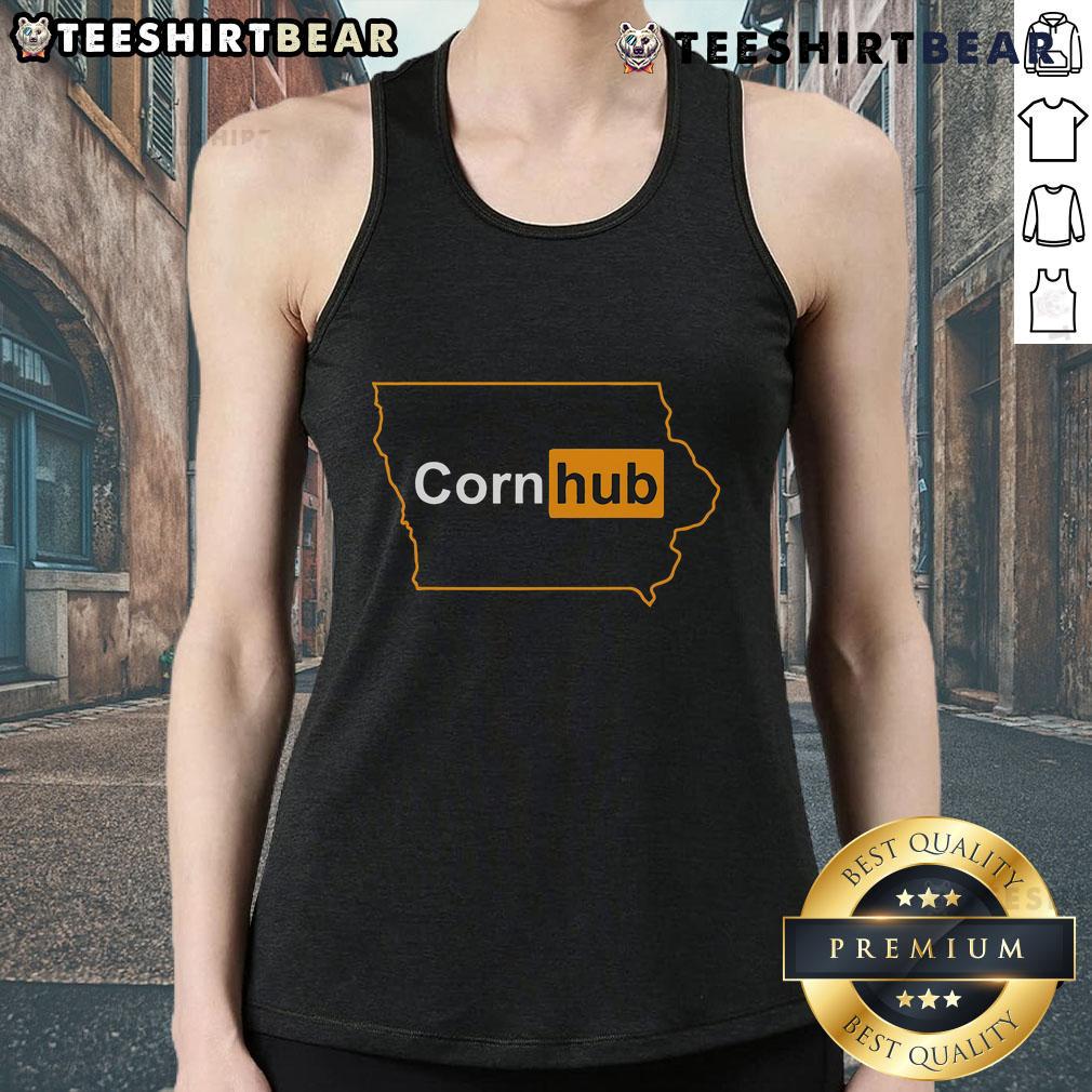 Stylish Top Cornhub Iowa tank top featuring a vibrant design, perfect for summer wear and showcasing Iowa pride.