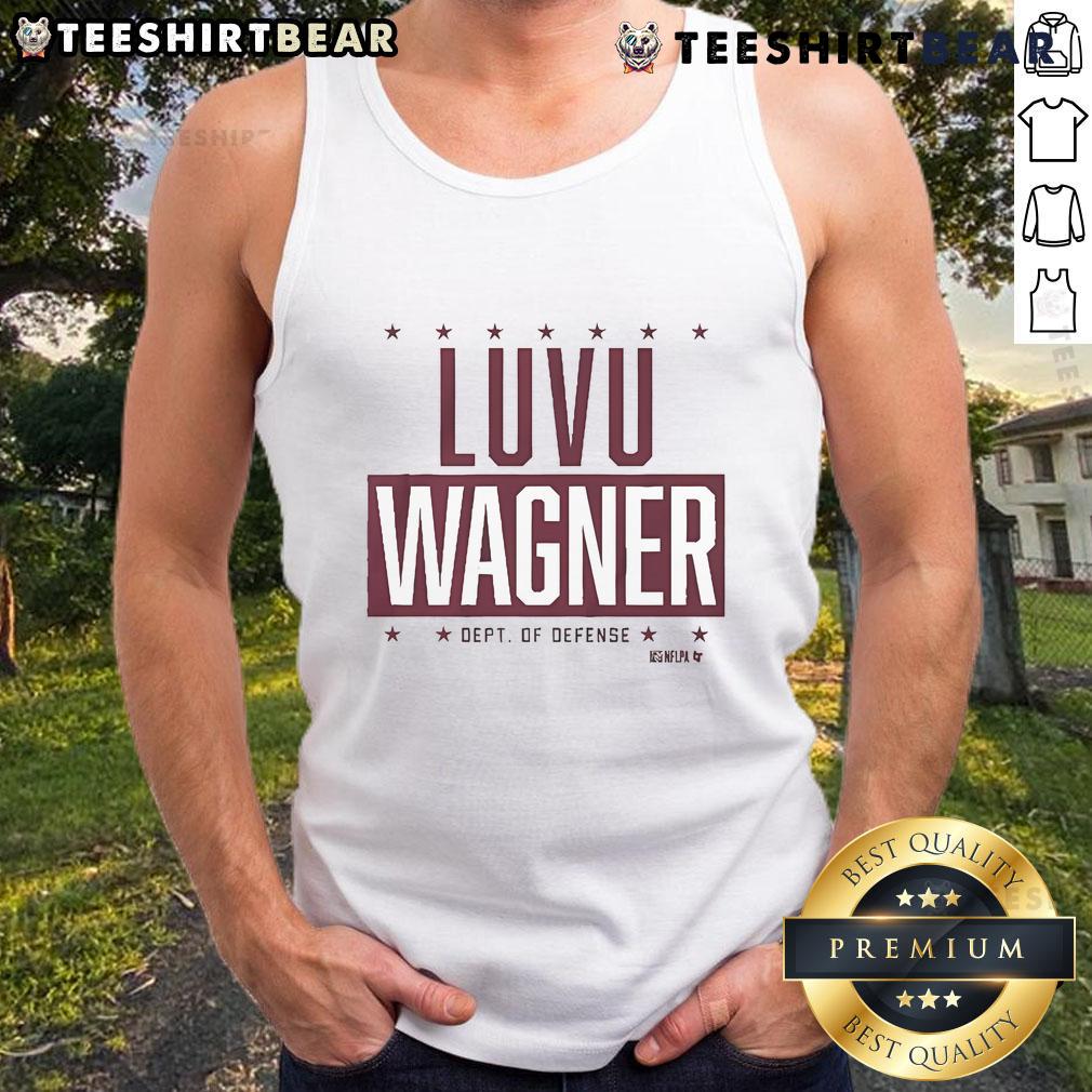 Top Frankie Luvu and Bobby Wagner Department of Defense tank top showcasing athletic style and team spirit.