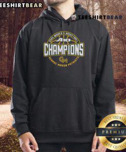 George Mason Patriots A-10 Women's Basketball Conference Tournament Champions hoodie in green with team logo.