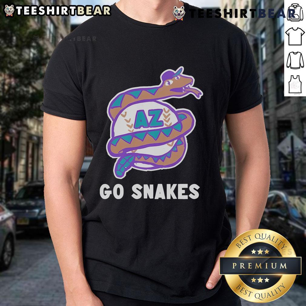 Alt Text: Top Go Snake Arizona Diamondbacks T-Shirt featuring bold logo and vibrant colors, perfect for fans and casual wear.