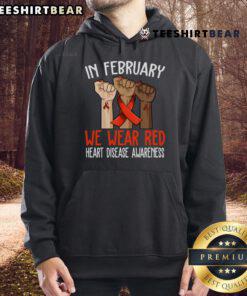 Top in February: We Wear Red Heart Disease Awareness Hoodie featuring a vibrant red design for awareness campaigns.