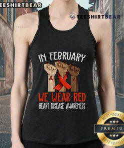 February Heart Disease Awareness tank top in red, promoting awareness and support for heart health and wellness.
