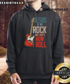 Christian hoodie featuring 'Jesus Is My Rock And That Is How I Roll' design, perfect for faith-inspired fashion.
