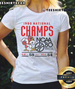 Top Louisville Cardinals NCAA 1980 National Champs Indianapolis March 22-24 Ladies Tee showcasing team pride.