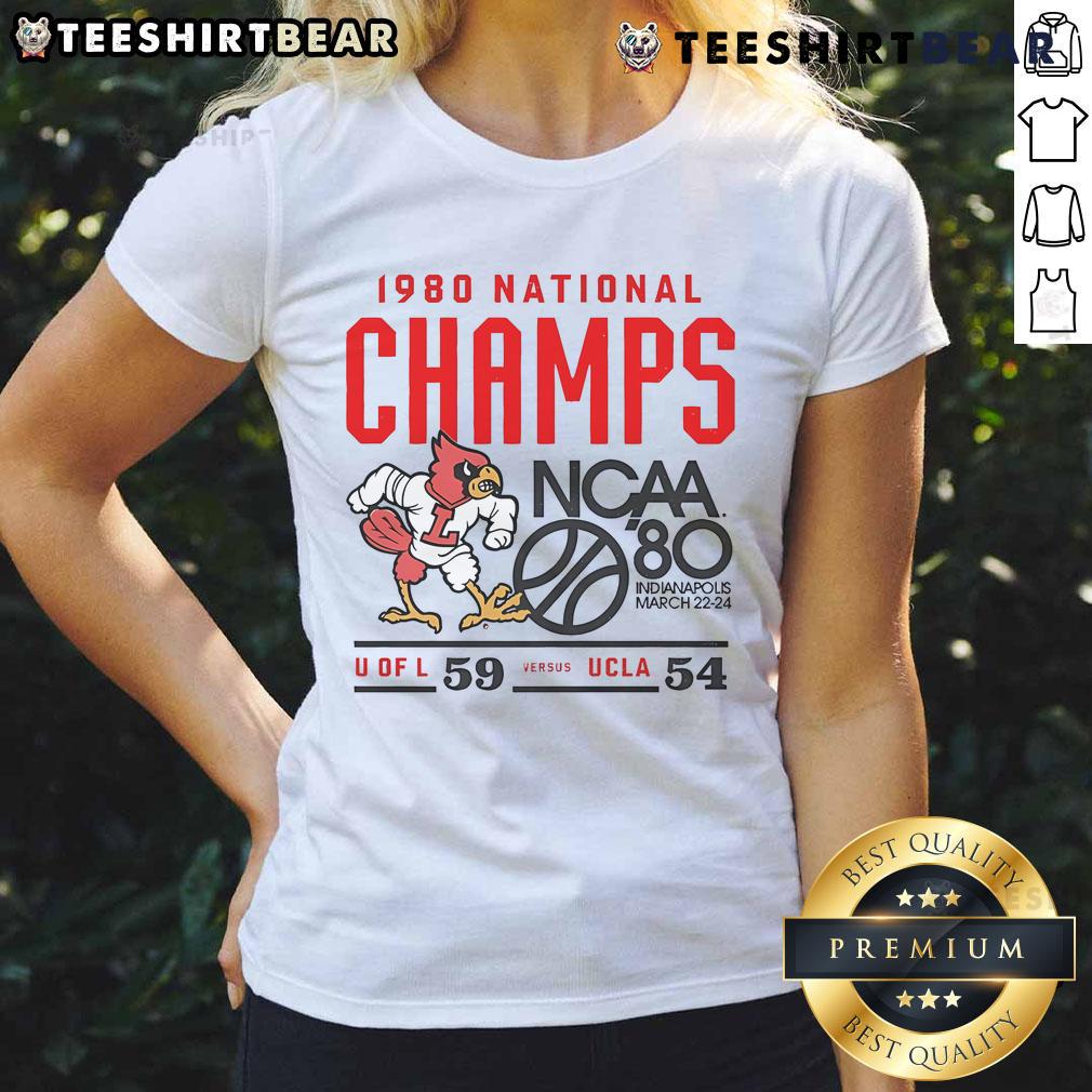 Top Louisville Cardinals NCAA 1980 National Champs Indianapolis March 22-24 Ladies Tee showcasing team pride.