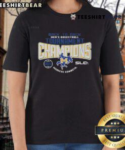 Alt Text: 2025 McNeese State Cowboys Southland Conference Men's Basketball Tournament Champions ladies tee shirt design.