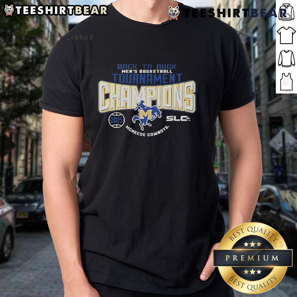 Alt Text: 2025 McNeese State Cowboys Southland Conference Men's Basketball Tournament Champions T-Shirt design