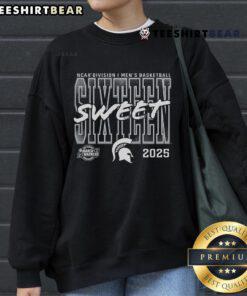 Alt Text: Top Michigan State Spartans 2025 NCAA Men's Basketball Tournament March Madness Sweet 16 Sweatshirt design.