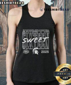 Michigan State Spartans 2025 NCAA Men's Basketball Tournament Sweet 16 tank top featuring team colors and logo.